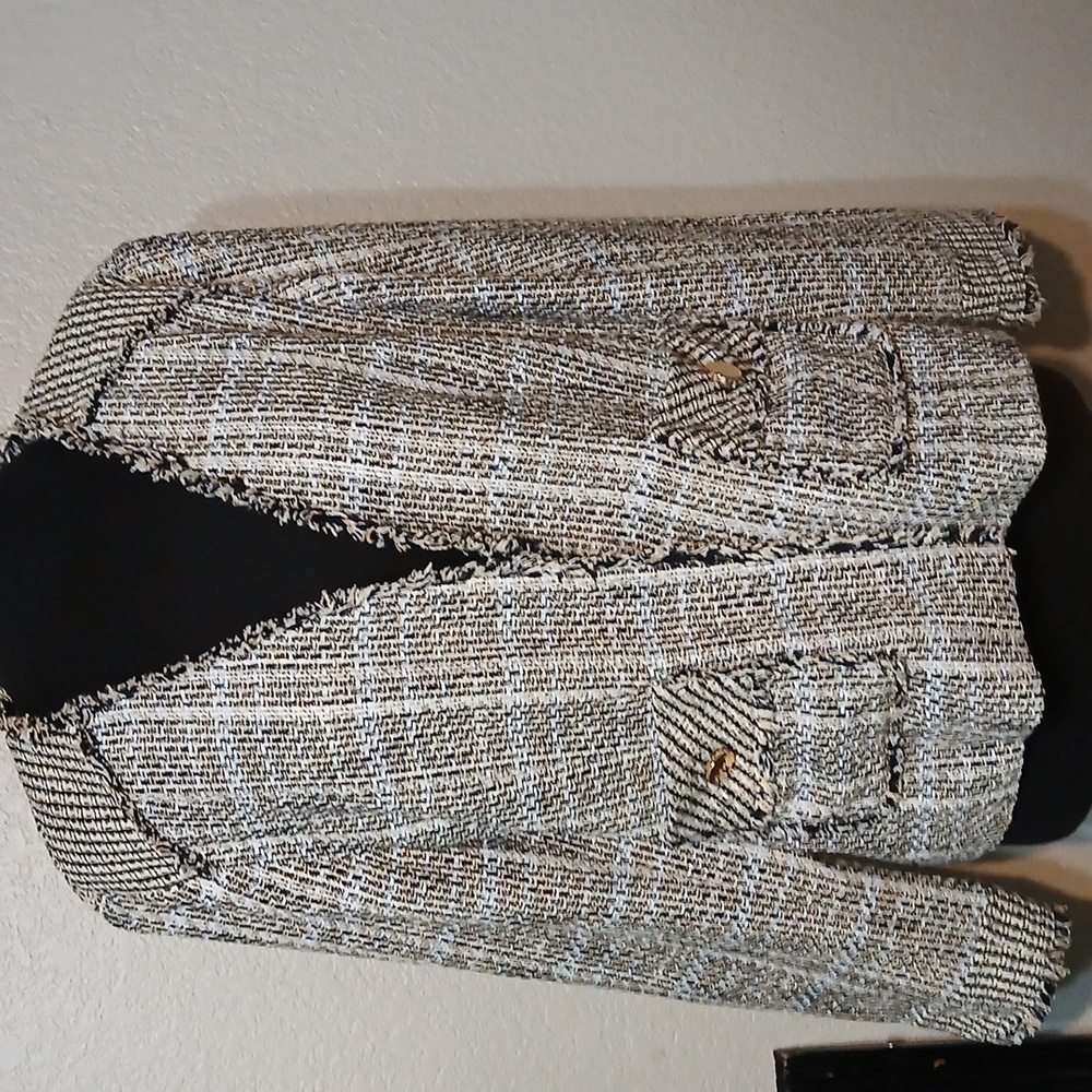 Chico's Black and White Tweed Blazer